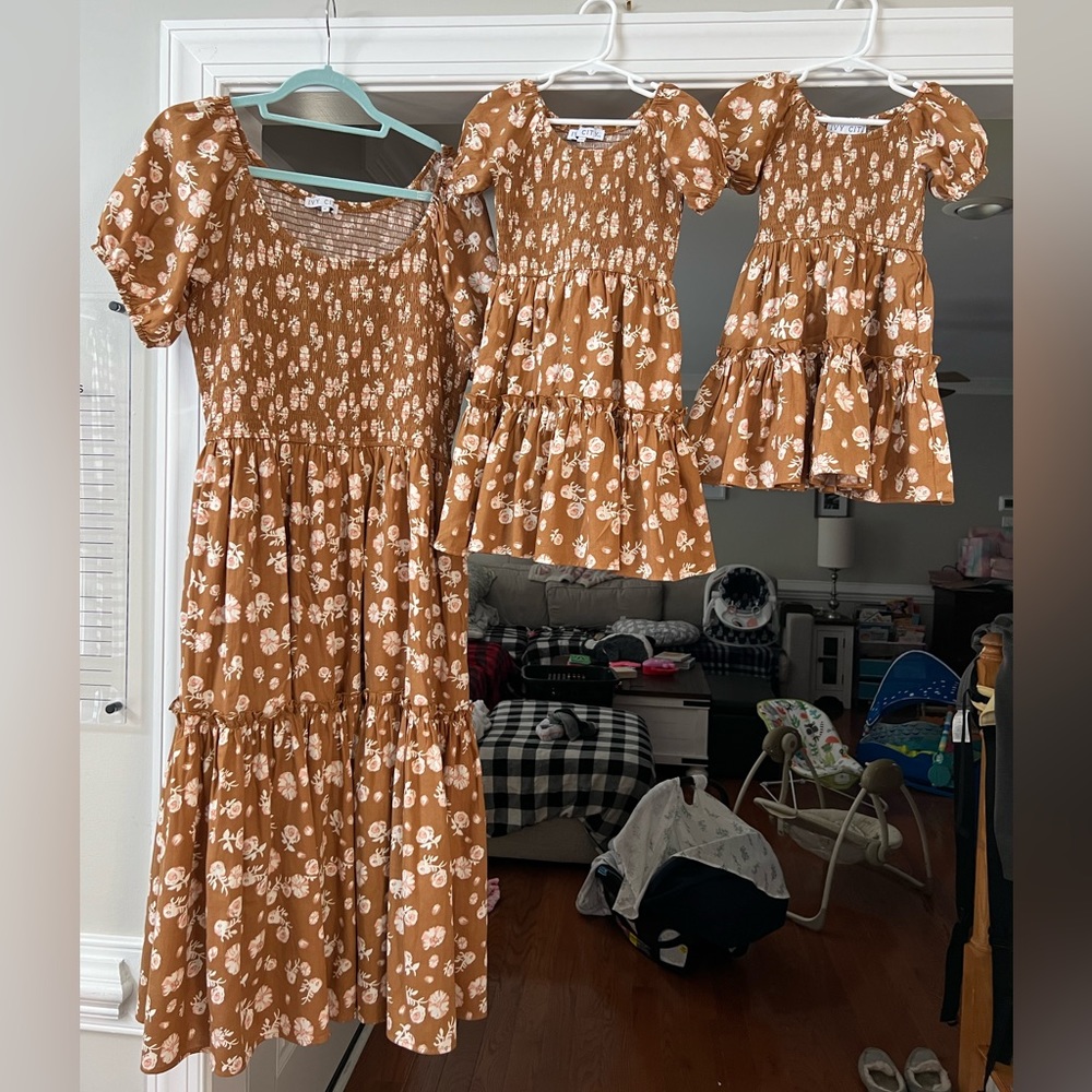 Ivy City Co Brown Floral Dresses. Size 4T/5T and 3-6 month romper